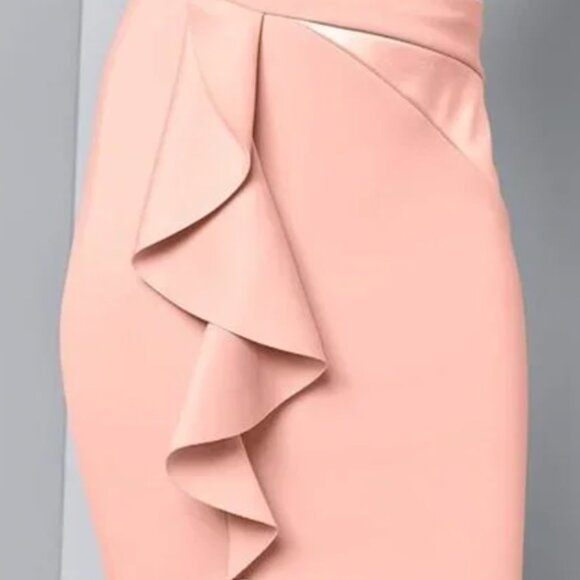 NEW! VENUS OFF SHOULDER Cap Sleeve Ruffle Detail DRESS Size M 8 10 Peach - Picture 5 of 6